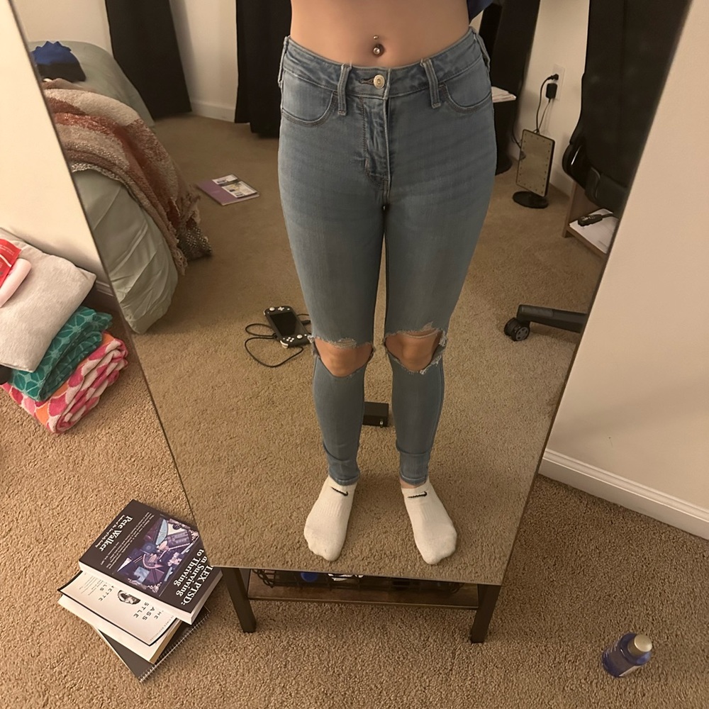 Hollister jeans with rips in the knees